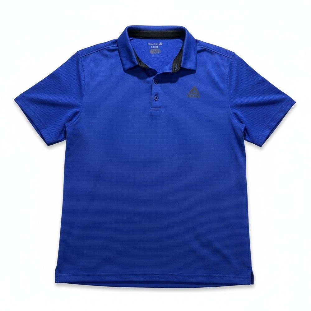 Reebok L Blue Short‎ Sleeve Polo Shirt Mens Athleisure Casual Sporty